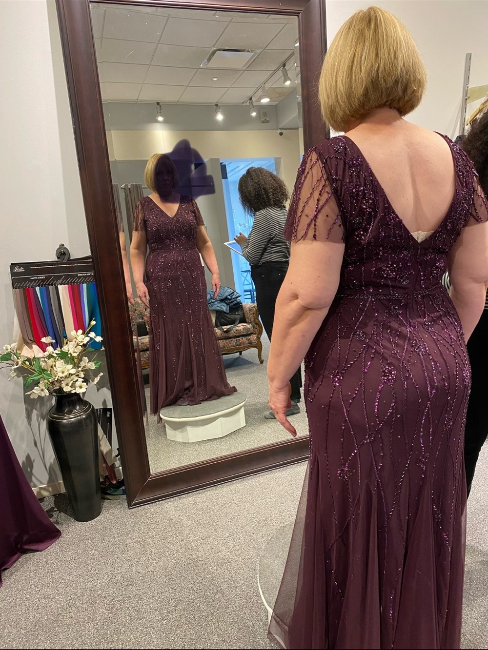 Adrianna Papell Platinum Formal Dress Size 16 in Plum Color. - Picture 8 of 10